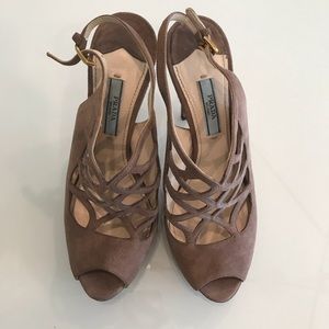 Prada Pink/Taupe cutout Sandal Heels
